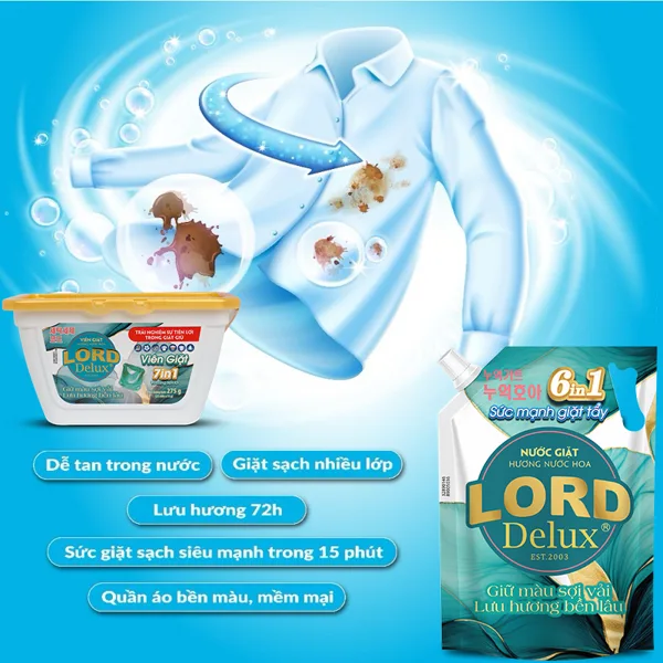 Lord Delux Hương Nước Hoa – Viên Giặt Đẳng Cấp Cho Áo Quần Luôn Thơm Sang