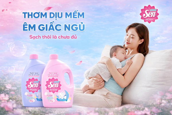 Mẹ Thông Thái Chọn Sen Happy & Sen So Cute – Nước Giặt Chuyên Dụng Cho Bé Sơ Sinh