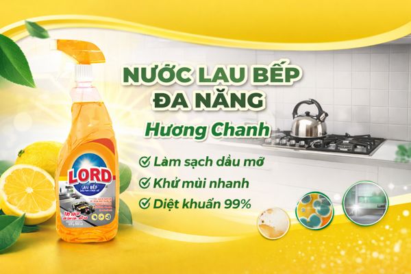 Nước Lau Bếp Lord Hương Chanh: Làm sạch từng góc bếp