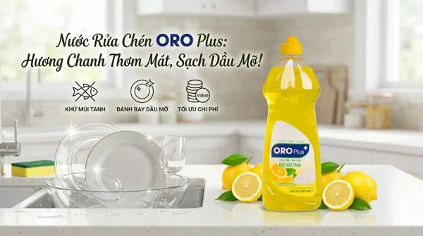 Nước Rửa Chén Oroplus Hương Chanh – Sạch Chén Bát Hiệu Quả, Dịu Nhẹ Cho Da Tay