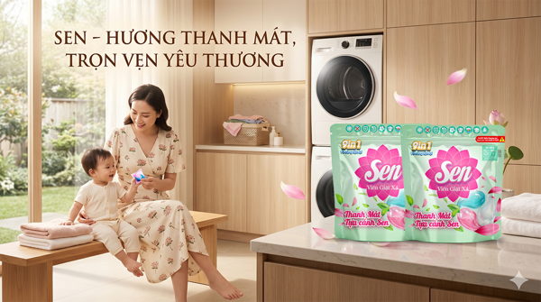 Giải Phóng Đôi Tay, Giữ Trọn Hương Thơm Thanh Mát Với Viên Giặt Xả Sen 2 Trong 1