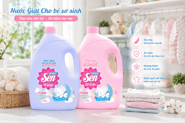 Nước Giặt Sen Baby Organic 3kg Cho Trẻ Sơ Sinh: An Toàn, Dịu Nhẹ, Thơm Lâu