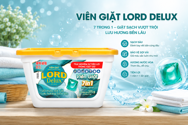 Viên Giặt Lord Delux Hương Nước Hoa Đậm Đặc, Mềm Vải, Lưu Hương Dài Lâu