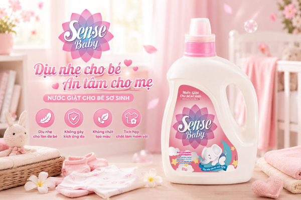 Nước Giặt Cho Bé Sơ Sinh SENSE BABY 3Kg – Dịu Nhẹ, Sạch Sâu, Chăm Sóc Quần Áo Bé Yêu