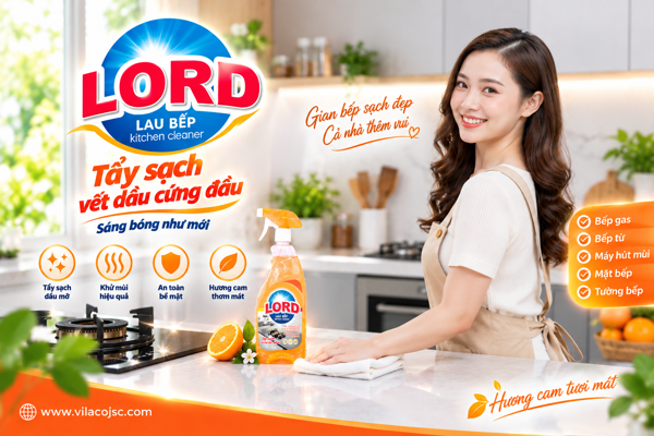 Nước Lau Bếp Lord – Tẩy Sạch Vết Dầu Cứng Đầu, Làm Sạch Gian Bếp Hiệu Quả