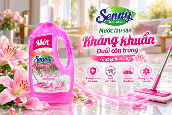 Nước Lau Sàn Senny Thiên Nhiên Hương Hoa Lily – Kháng Khuẩn, Đuổi Côn Trùng, Cho Không Gian Tươi Mới