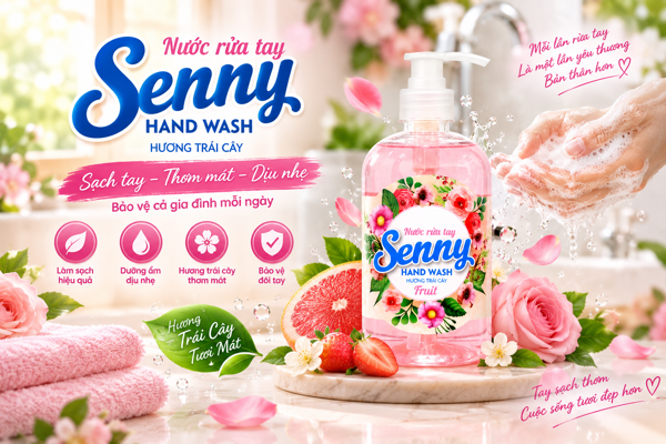 Nước Rửa Tay Senny Hương Trái Cây – Sạch Tay, Thơm Mát, Dịu Nhẹ