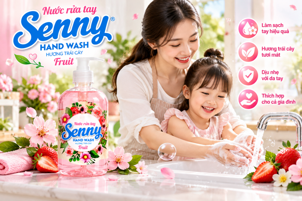 Bé Thích Rửa Tay Mỗi Ngày Vì Nước Rửa Tay Senny Hương Trái Cây