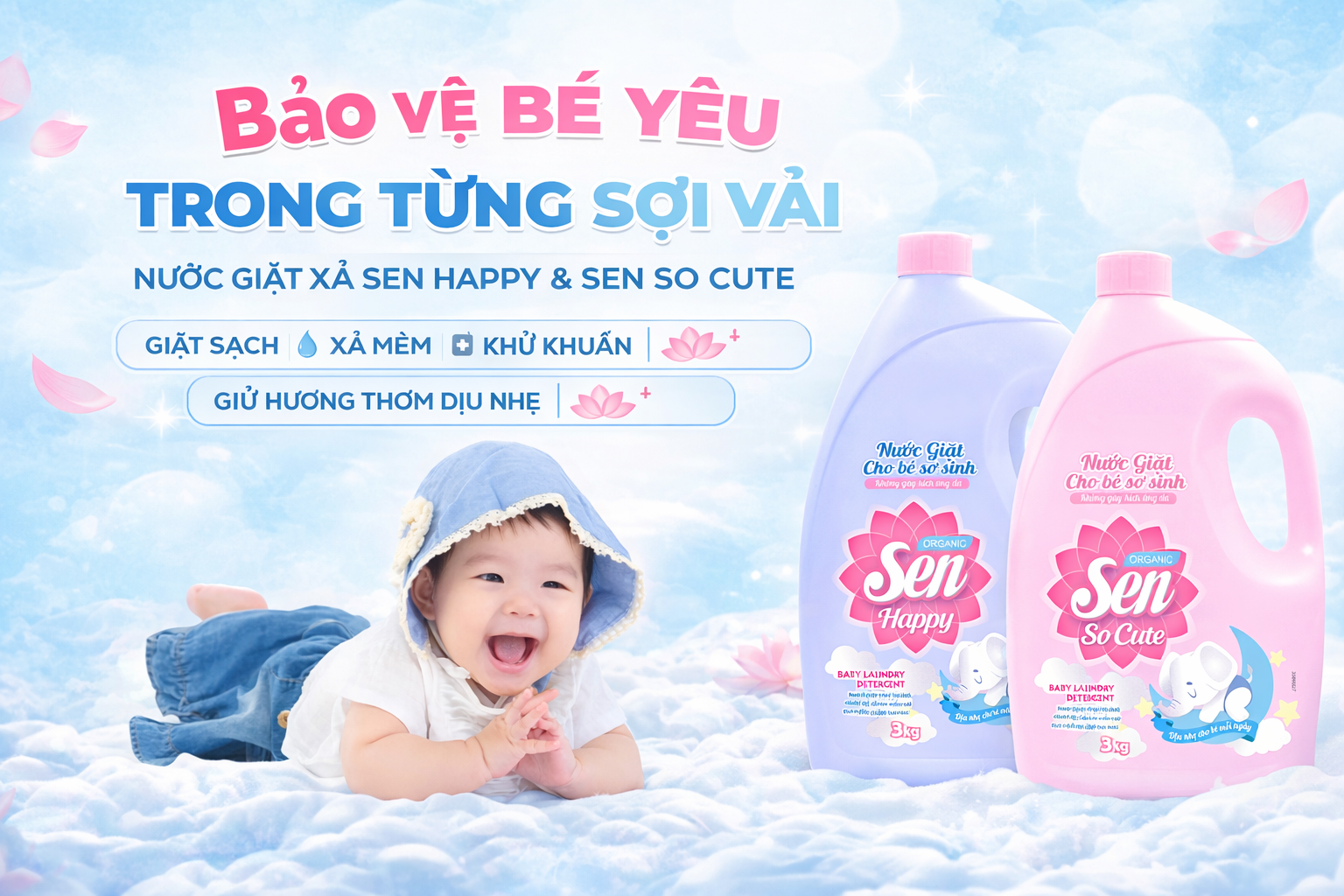 Nước giặt cho bé Sen 