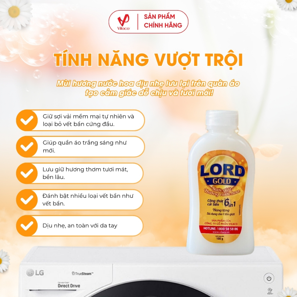 Nước Giặt Xả Vải Lord Gold Hương Nước Hoa 100ml