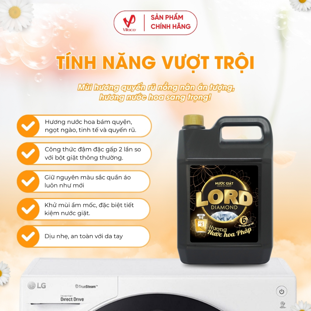 Nước Giặt Xả Vải Lord Diamond Hương Nước Hoa Pháp 4.8kg