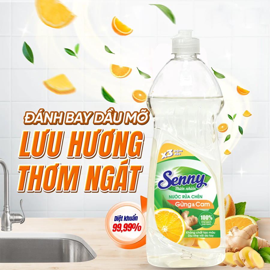 Nước rửa chén Senny gừng cam