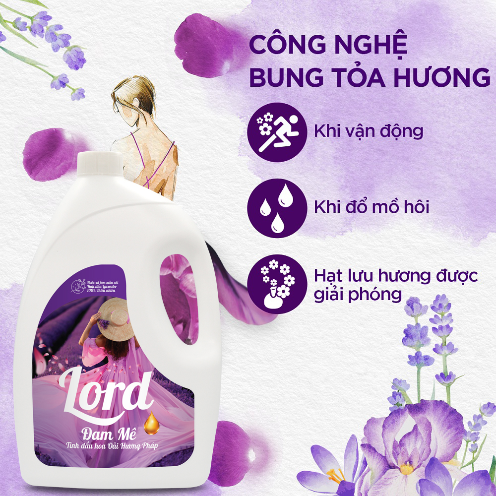 Nước xả làm mềm vải Lord hương đam mê làm mềm vải