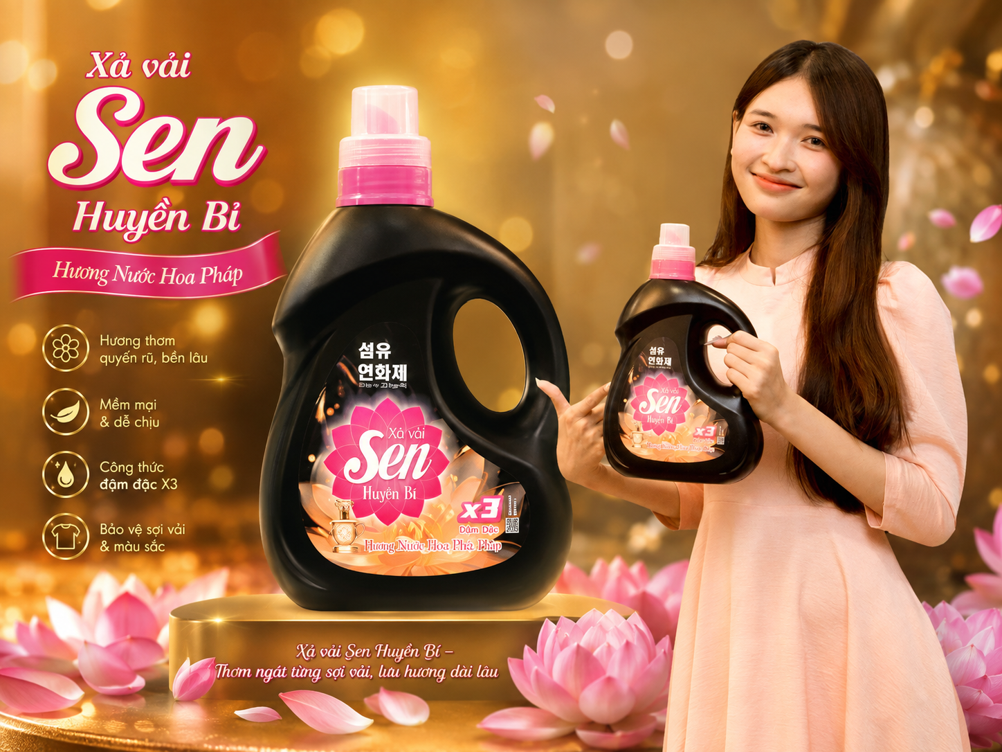 Nước Xả Làm Mềm Vải Sen Huyền Bí Hương Nước Hoa