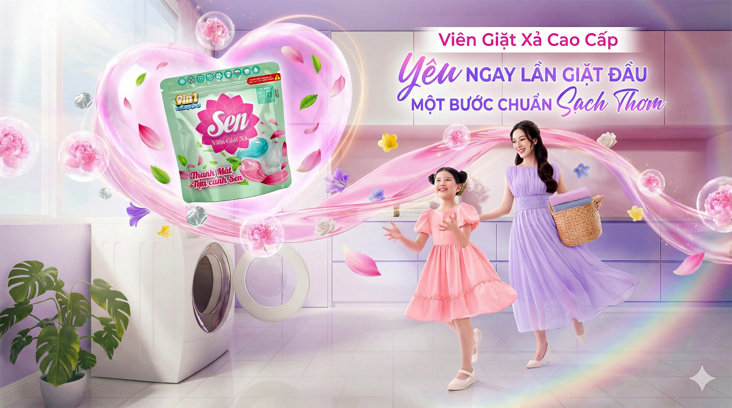 Viên Giặt Xả Sen 9in1 – Giải Pháp Giặt Giũ Tiện Lợi, Thơm Mát Tựa Cánh Sen