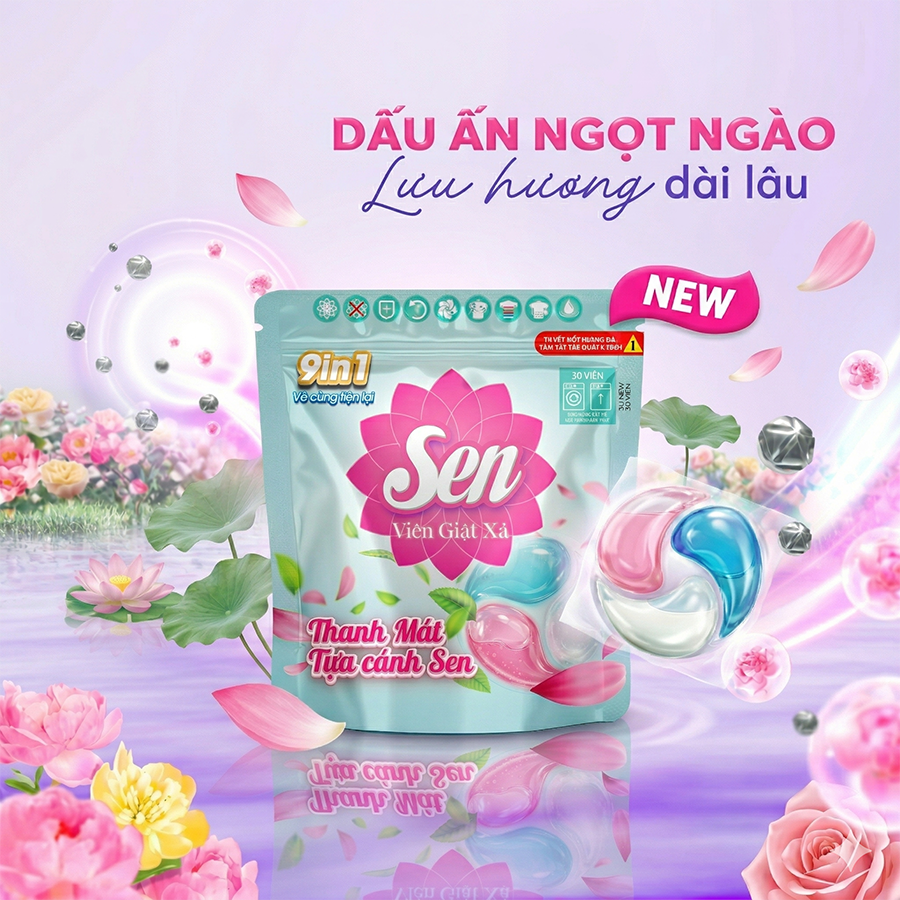 Viên giặt xả Sen