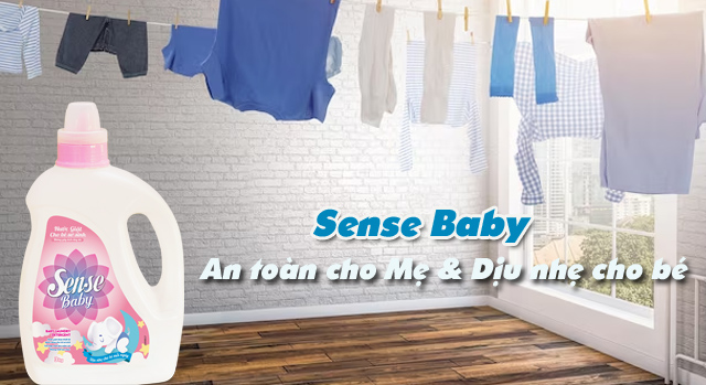 Chăm sóc bé yêu nhàn tênh vì đã có nước giặt cho bé Sense Baby an toàn