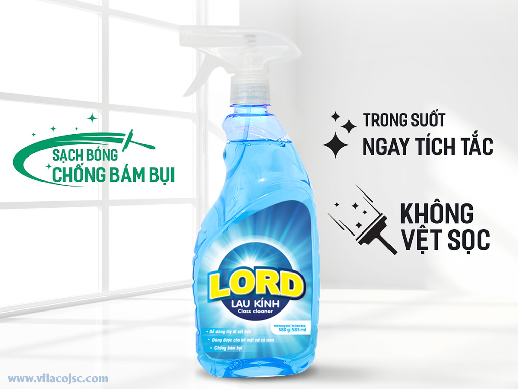 Nước lau kính Lord - Sạch bóng & chống bám bụi