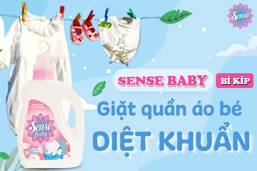 Mẹ chăm áo quần thơm mềm, Bé thích mê | Nước giặt xả Sense Baby