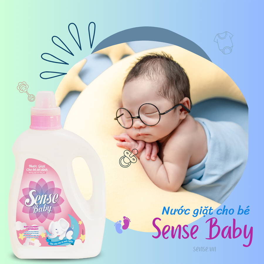 Chăm sóc áo quần cho bé yêu mỗi ngày an toàn với nước giặt Sense Baby