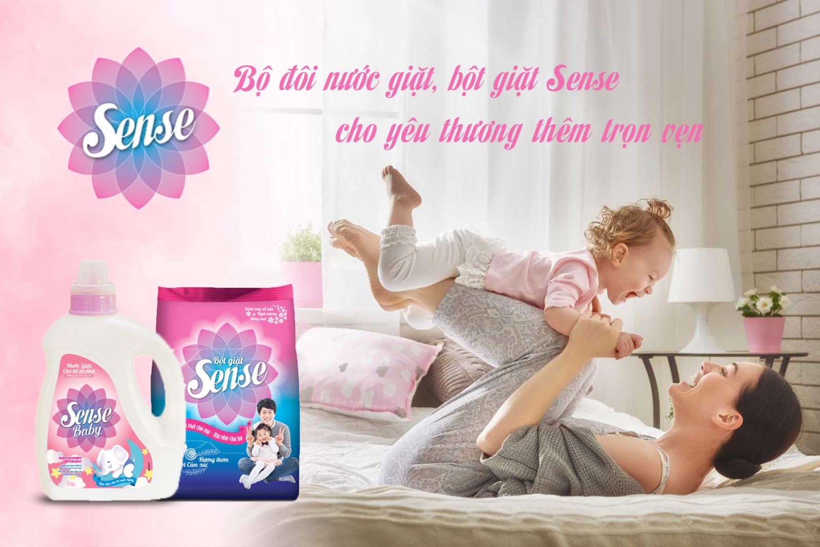 Bột Giặt & Nước giặt Sense - Chăm Sóc Từng Sợi Vải, Mềm Mại Như Làn Da Bé