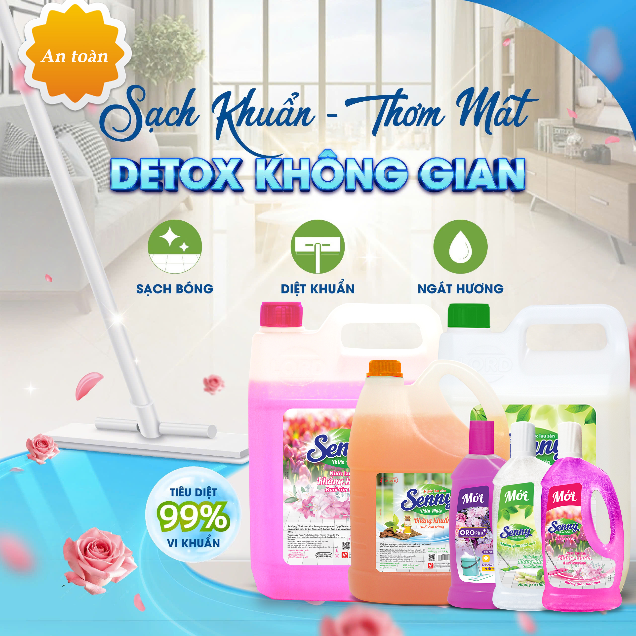 Senny – Nước Lau Sàn Tự Nhiên Cho Ngôi Nhà Thoáng Sạch & Detox Dịu Nhẹ