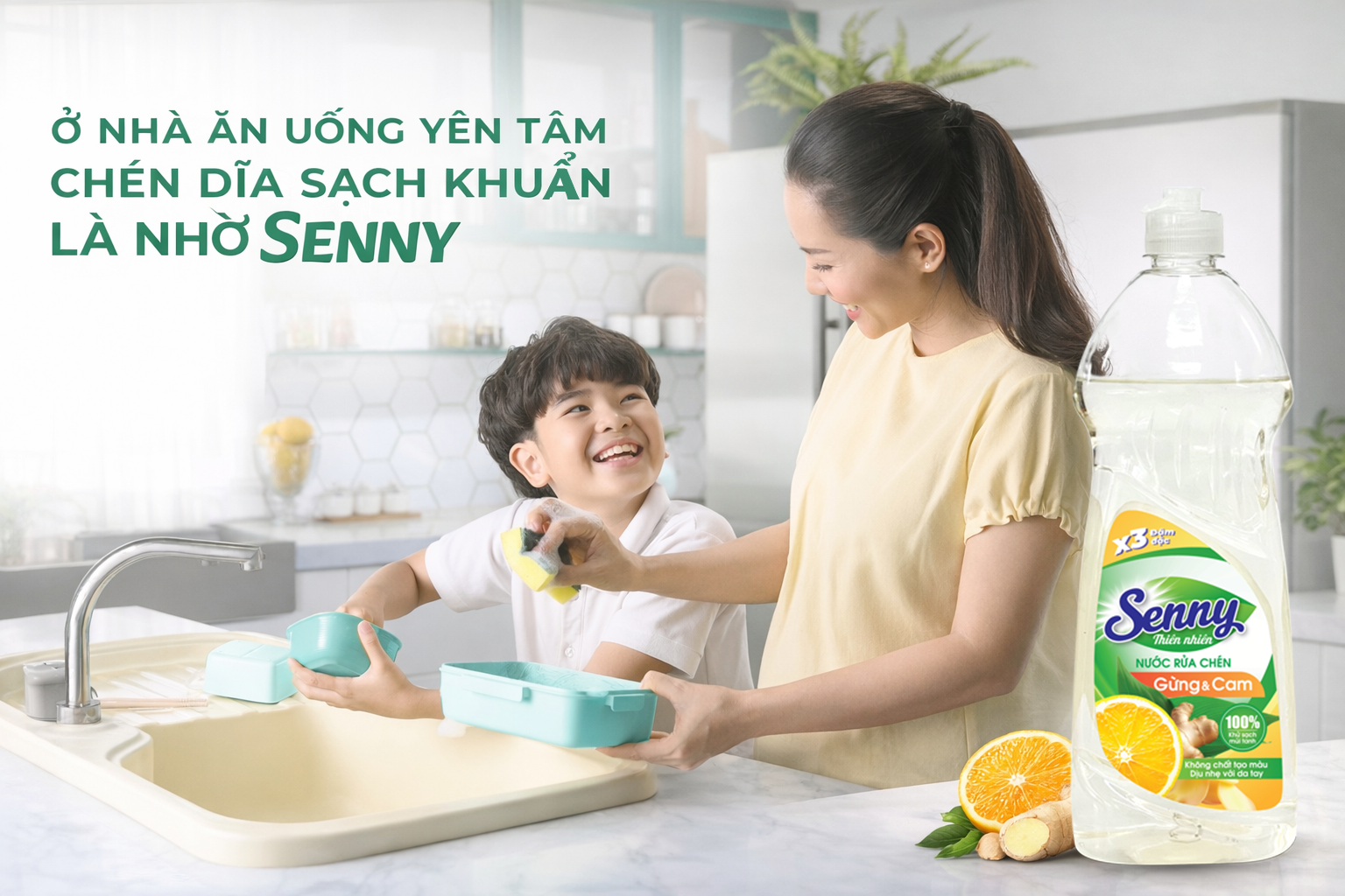 NƯỚC RỬA CHÉN SENNY GỪNG & CAM – GIẢI PHÁP LÀM SẠCH AN TOÀN CHO TẾT AN VUI