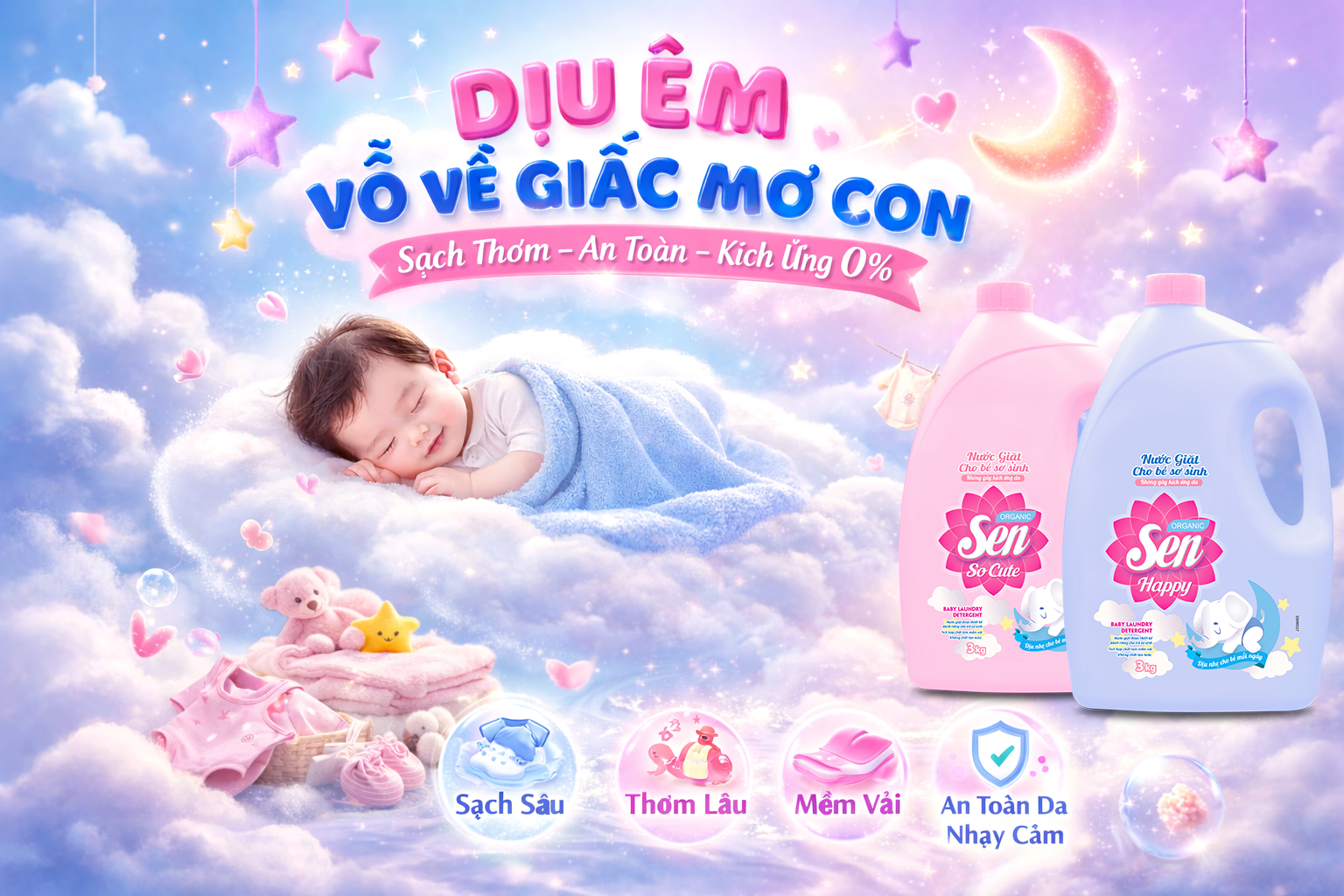 Chạm Vào Yêu Thương Với Nước Giặt Sen – Dịu Êm Từng Giấc Ngủ Bé