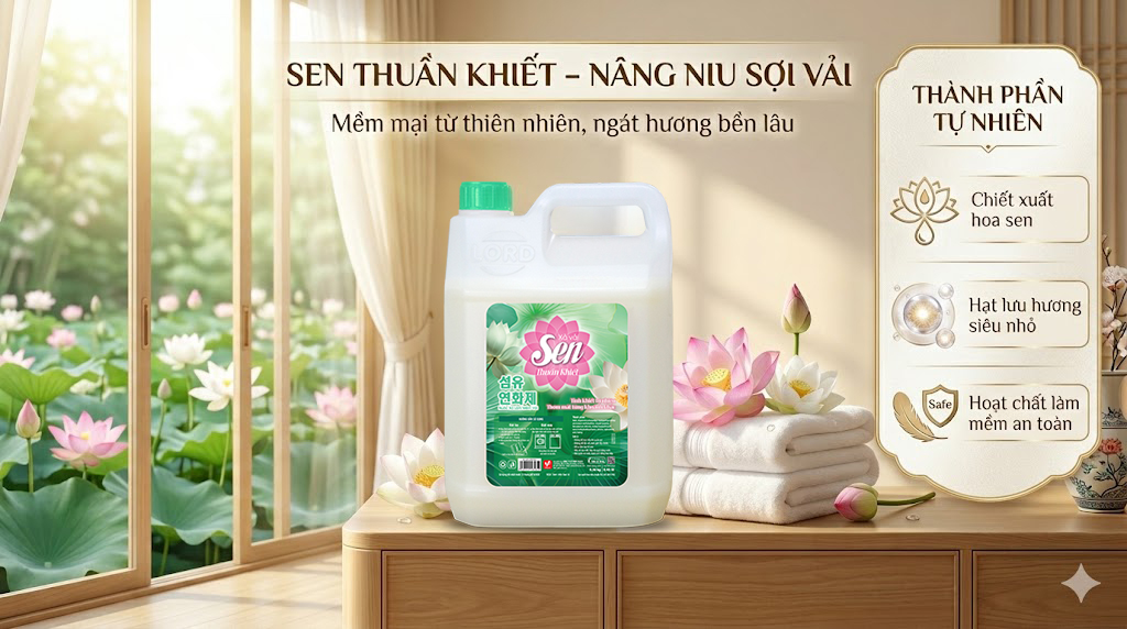Nước Xả Làm Mềm Vải Sen Thuần Khiết: Bí Quyết Cho Áo Quần Mềm Mịn, Ngát Hương Tự Nhiên