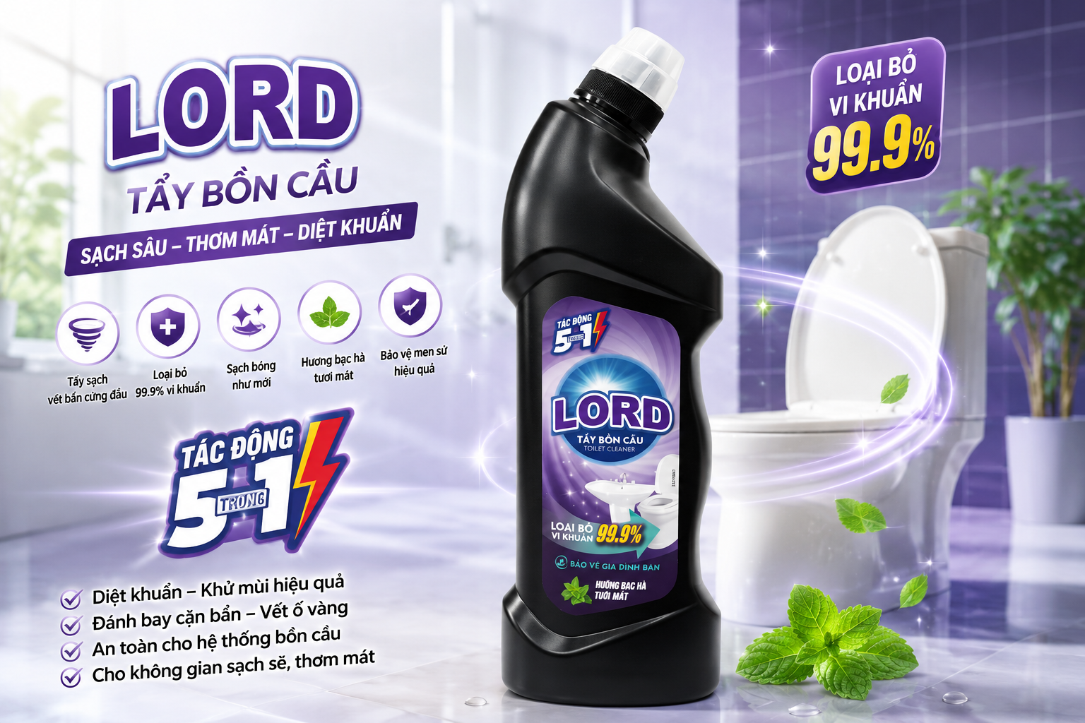 Tẩy Bồn Cầu Lord Hương Thơm Ngát: Bí Quyết Giữ Nhà Tắm Sạch Bóng, Ngát Hương