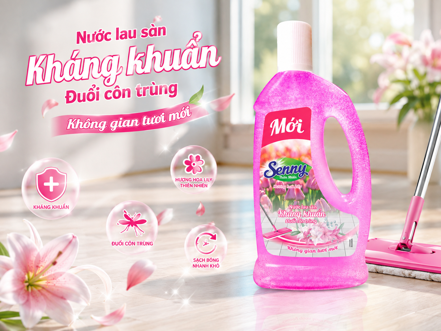 Nước lau sàn Senny hương hoa Lily: Sạch bóng, ngát hương, bảo vệ tổ ấm của bạn