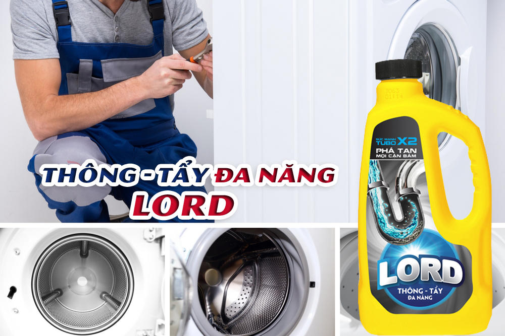 Thông tẩy  đa năng Lord đánh tan mọi mảng bám trong lồng máy giặt - Sạch 99%