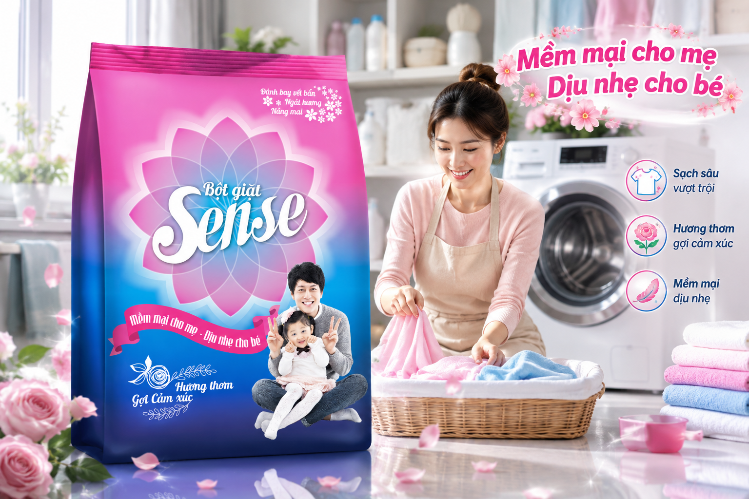 Bí Quyết Đánh Bay Vết Bẩn Nhanh Chóng Cho Quần Áo Sạch Sáng Như Mới Với Bột Giặt Sense